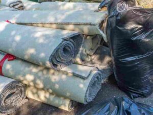 Old carpet rolls for disposal