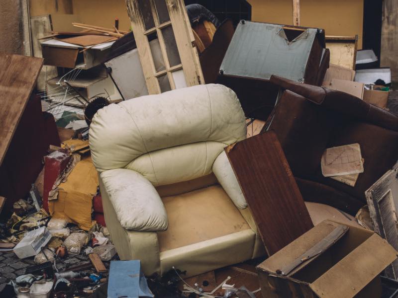 Discarded old furniture pile